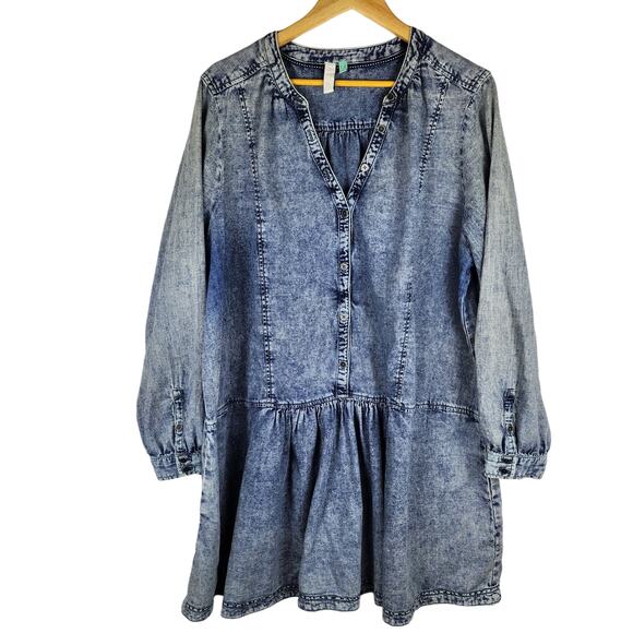 Anthropologie Dresses & Skirts - Anthropologie PILCRO Drop Waist Baggy Acid Wash Fall Denim Dress W/ Pockets 20W